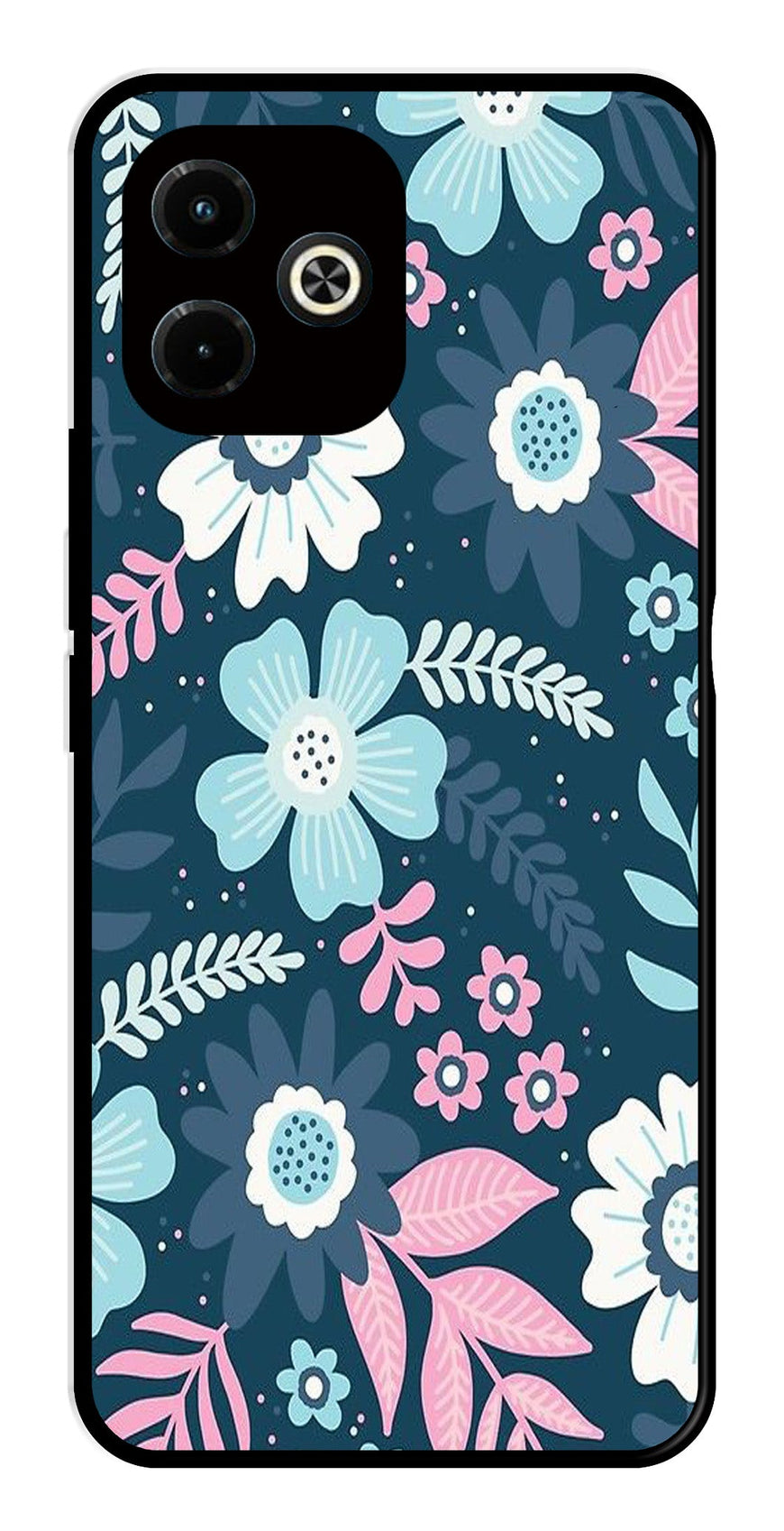 Flower Leaves Design Metal Mobile Case for Infinix Hot 40i   (Design No -50)