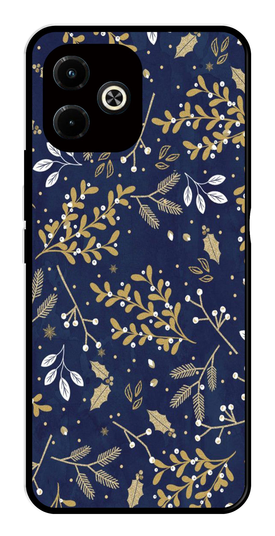 Floral Pattern  Metal Mobile Case for Infinix Hot 40i   (Design No -52)