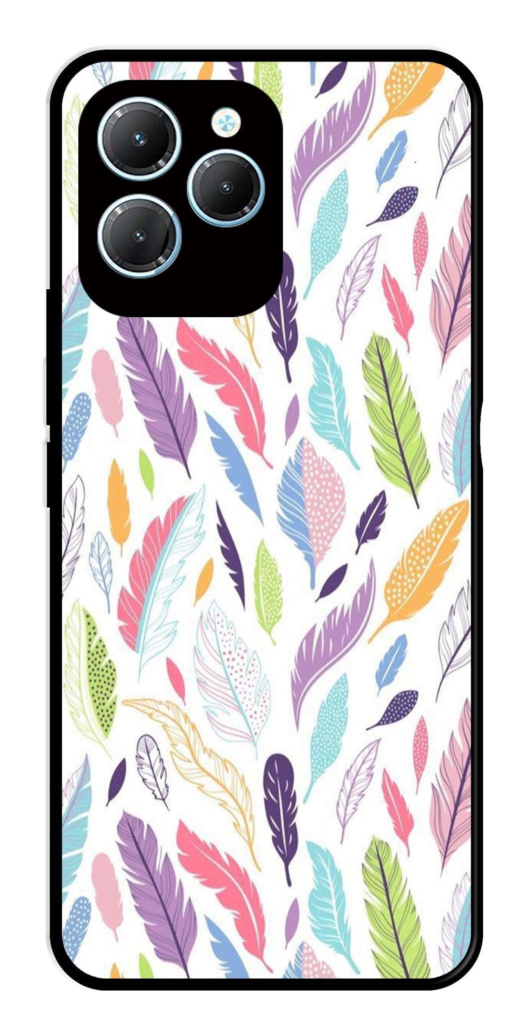 Colorful Feathers Metal Mobile Case for Infinix Hot 40   (Design No -06)