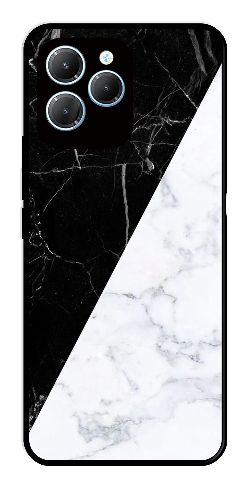 Black White Marble Design Metal Mobile Case for Infinix Hot 40   (Design No -09)
