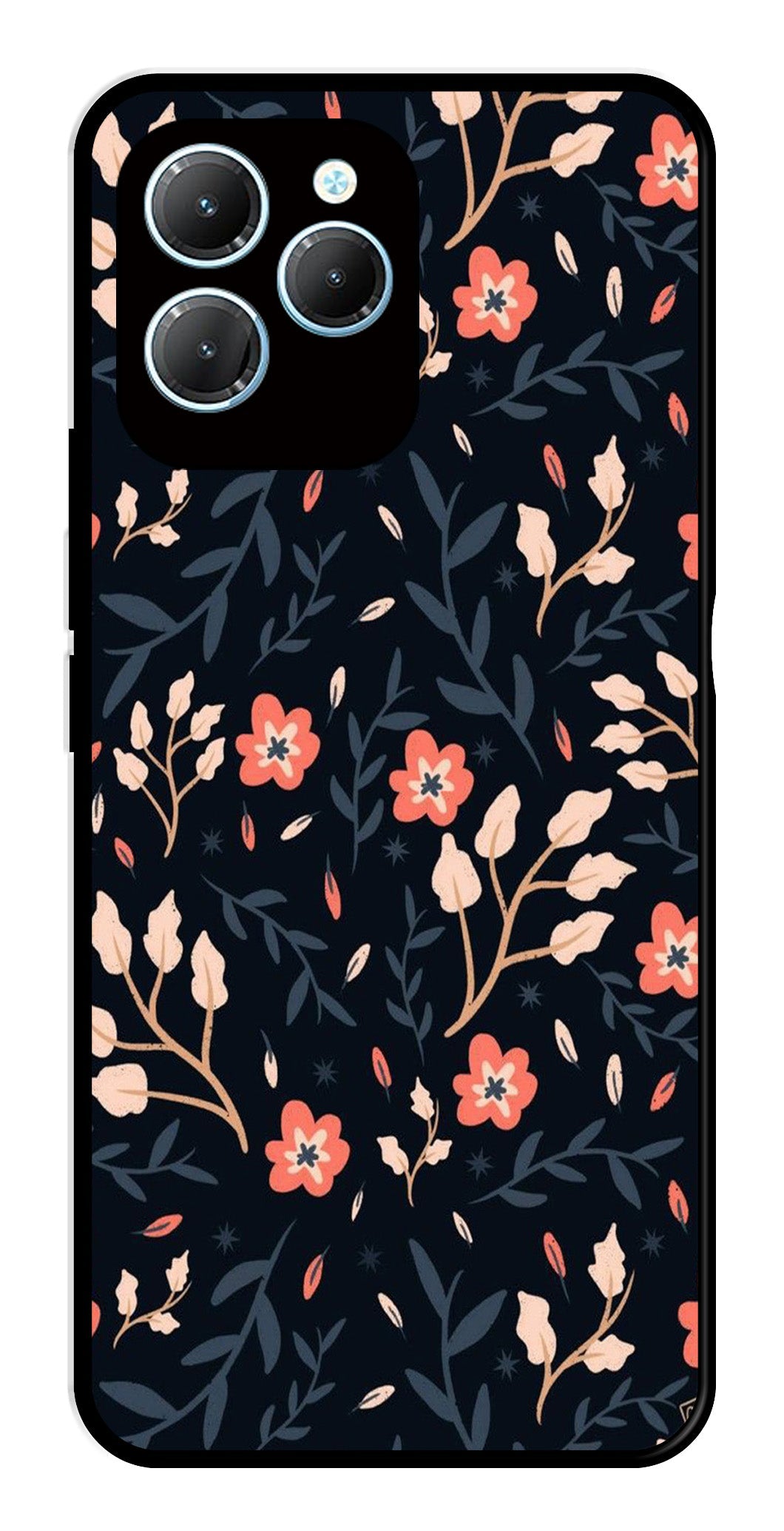 Floral Pattern Metal Mobile Case for Infinix Hot 40   (Design No -10)