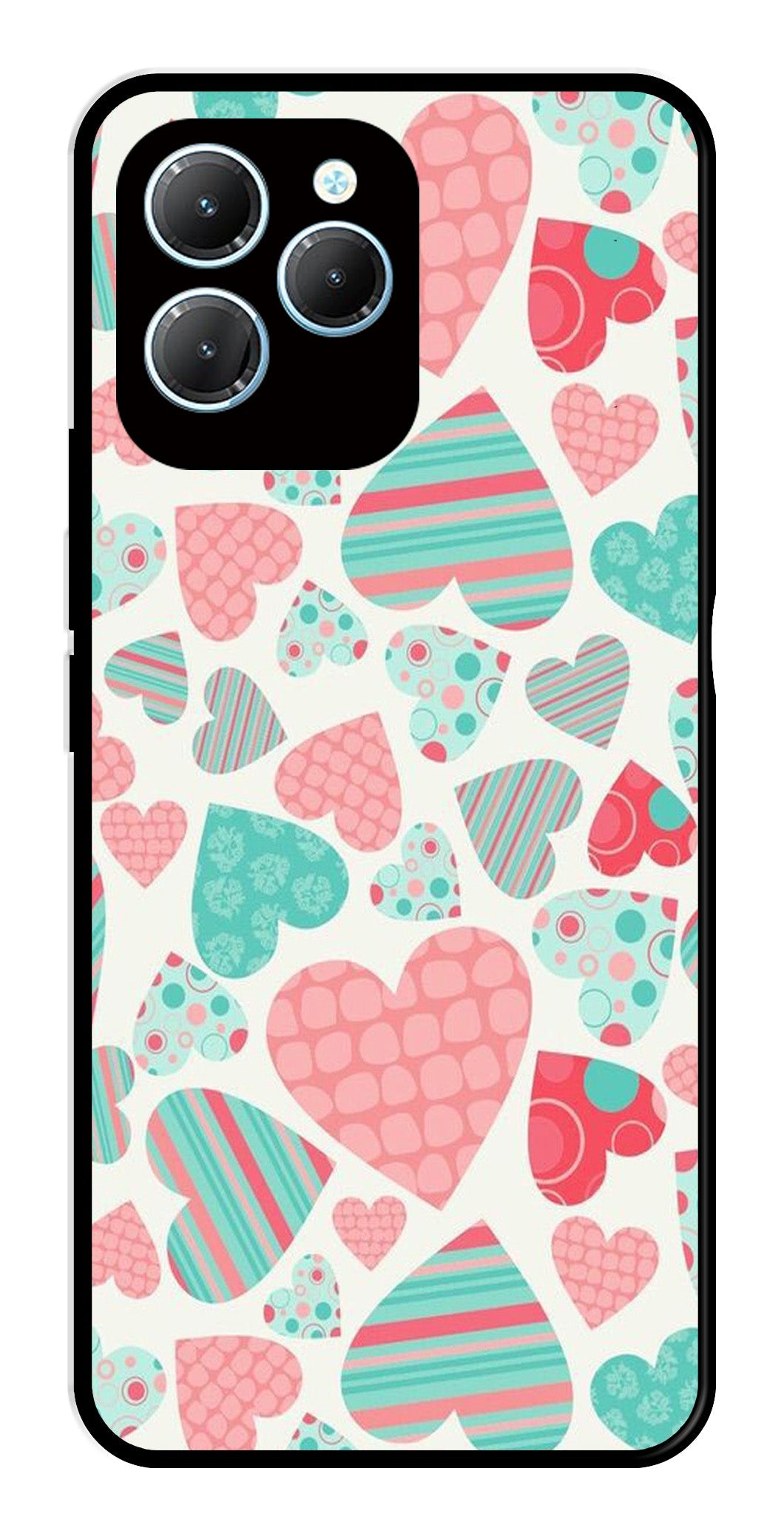 Hearts Pattern Metal Mobile Case for Infinix Hot 40   (Design No -22)