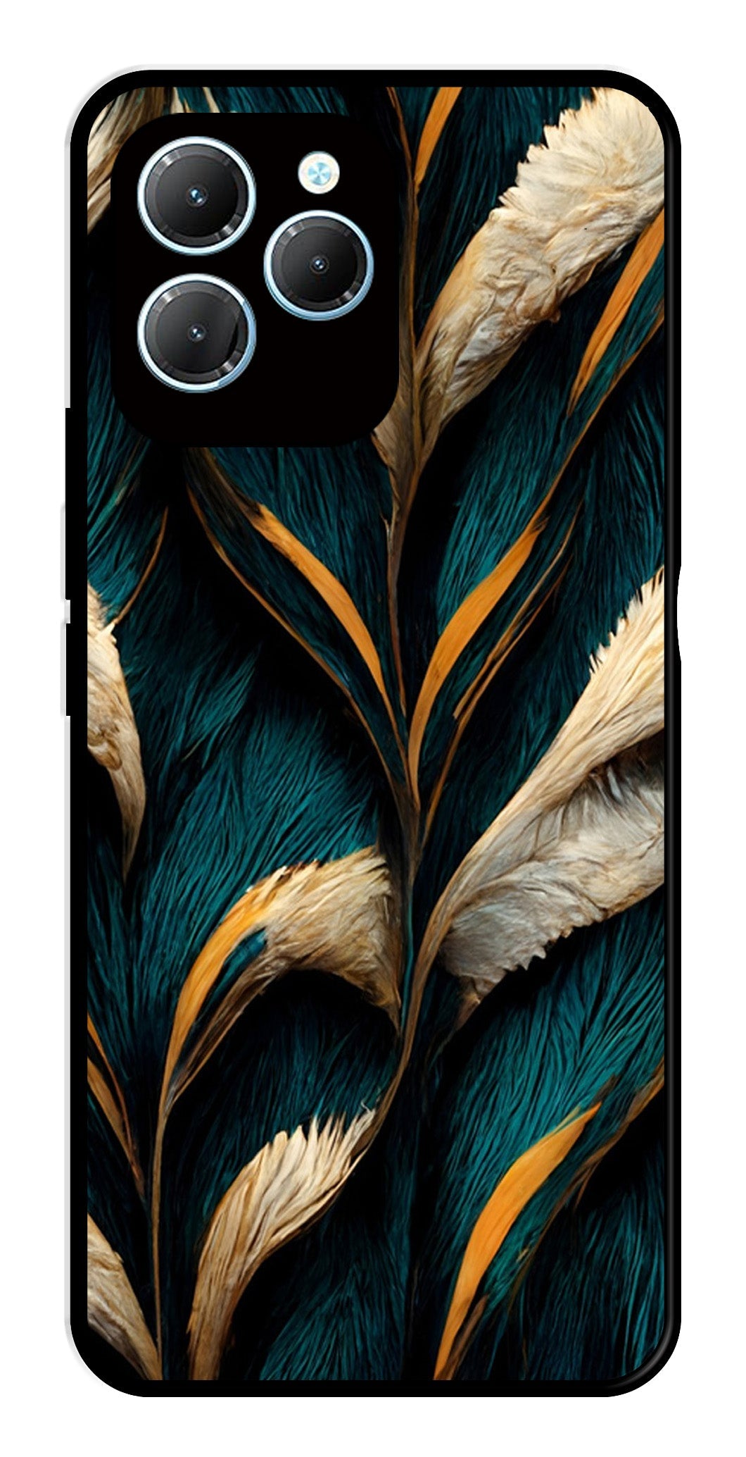 Feathers Metal Mobile Case for Infinix Hot 40   (Design No -30)