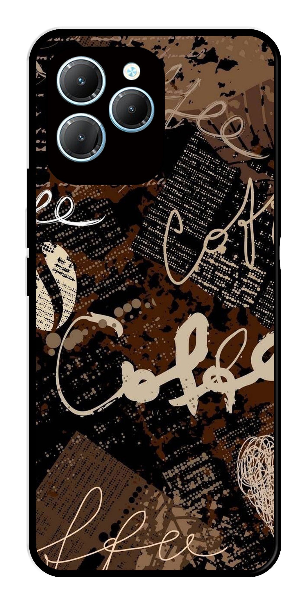 Coffee Pattern Metal Mobile Case for Infinix Hot 40   (Design No -37)