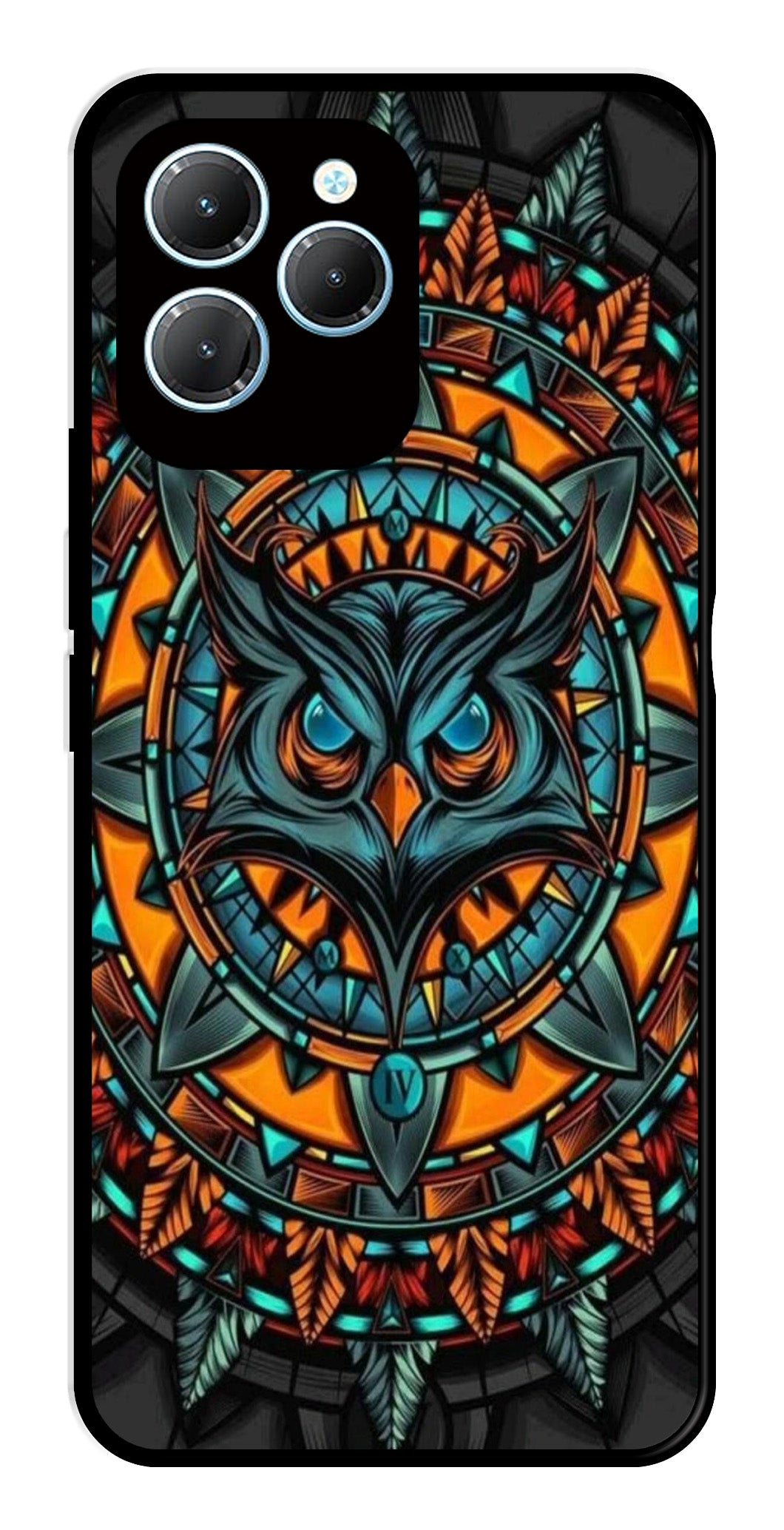 Owl Pattern Metal Mobile Case for Infinix Hot 40 Pro   (Design No -42)