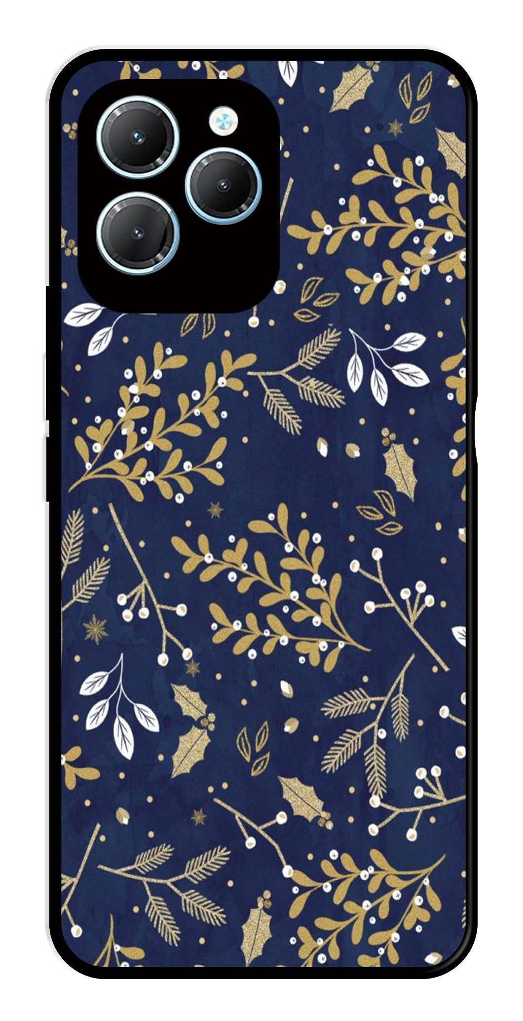Floral Pattern  Metal Mobile Case for Infinix Hot 40   (Design No -52)