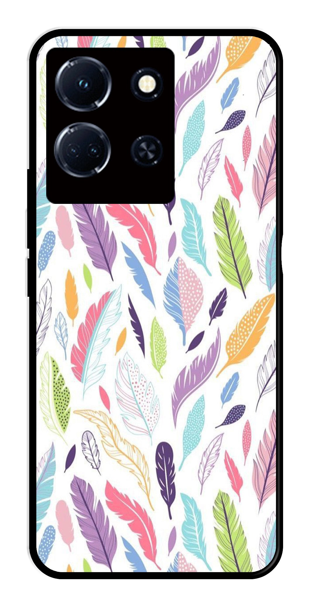 Colorful Feathers Metal Mobile Case for Infinix Note 30 4G   (Design No -06)