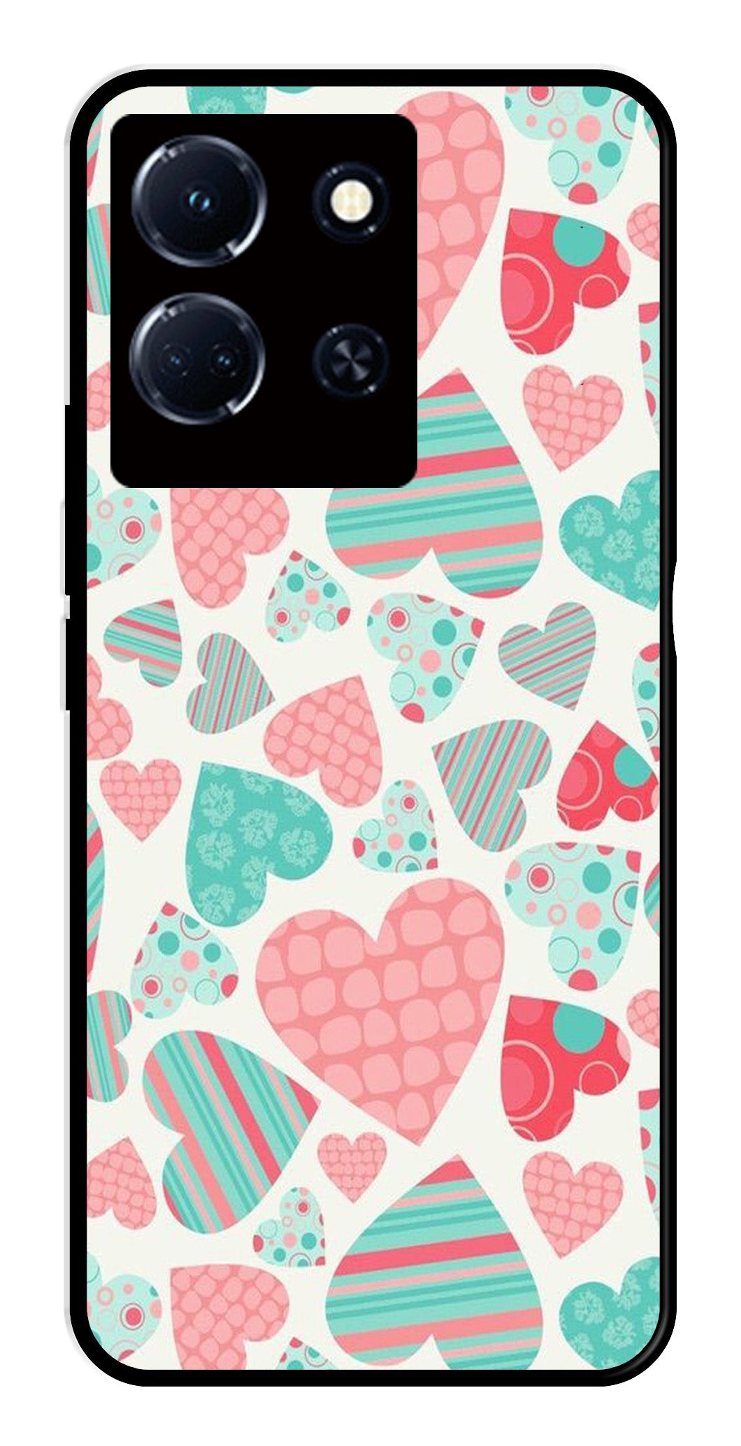 Hearts Pattern Metal Mobile Case for Infinix Note 30 4G   (Design No -22)