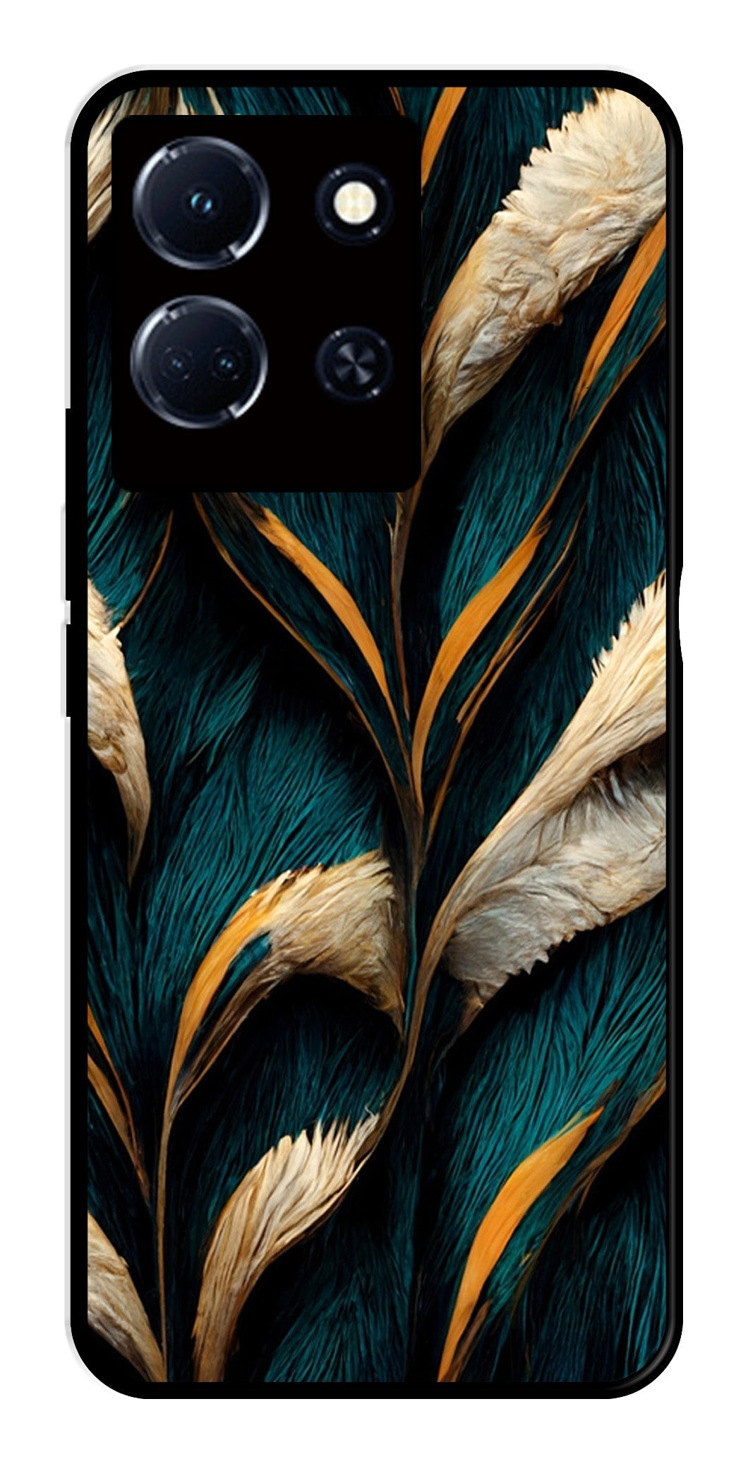 Feathers Metal Mobile Case for Infinix Note 30 4G   (Design No -30)