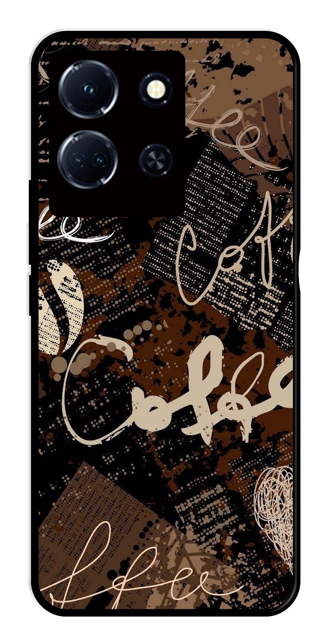 Coffee Pattern Metal Mobile Case for Infinix Note 30 4G   (Design No -37)