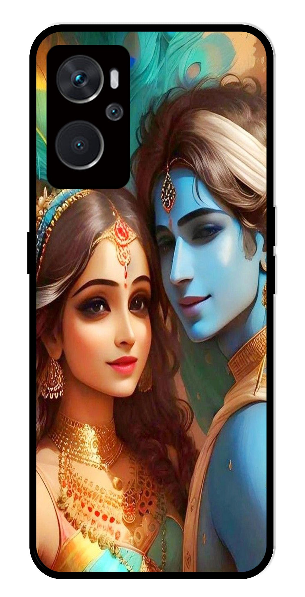 Lord Radha Krishna Metal Mobile Case for Oppo A36 4G   (Design No -01)
