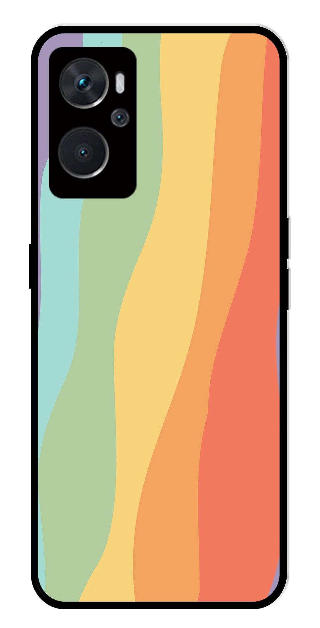 Muted Rainbow Metal Mobile Case for Oppo A36 4G   (Design No -02)