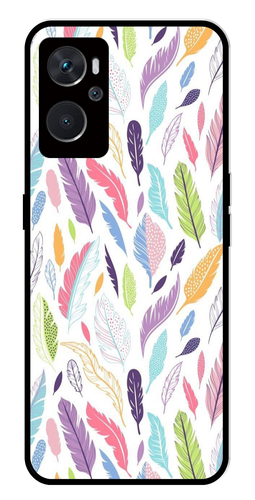 Colorful Feathers Metal Mobile Case for Oppo A36 4G   (Design No -06)