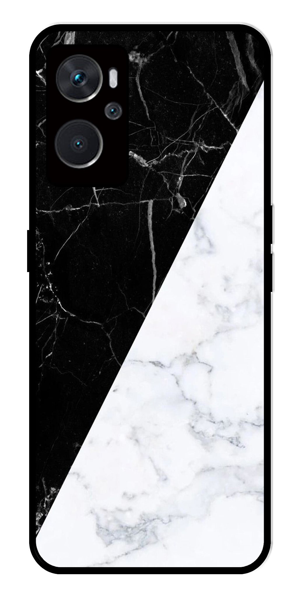 Black White Marble Design Metal Mobile Case for Oppo A36 4G   (Design No -09)