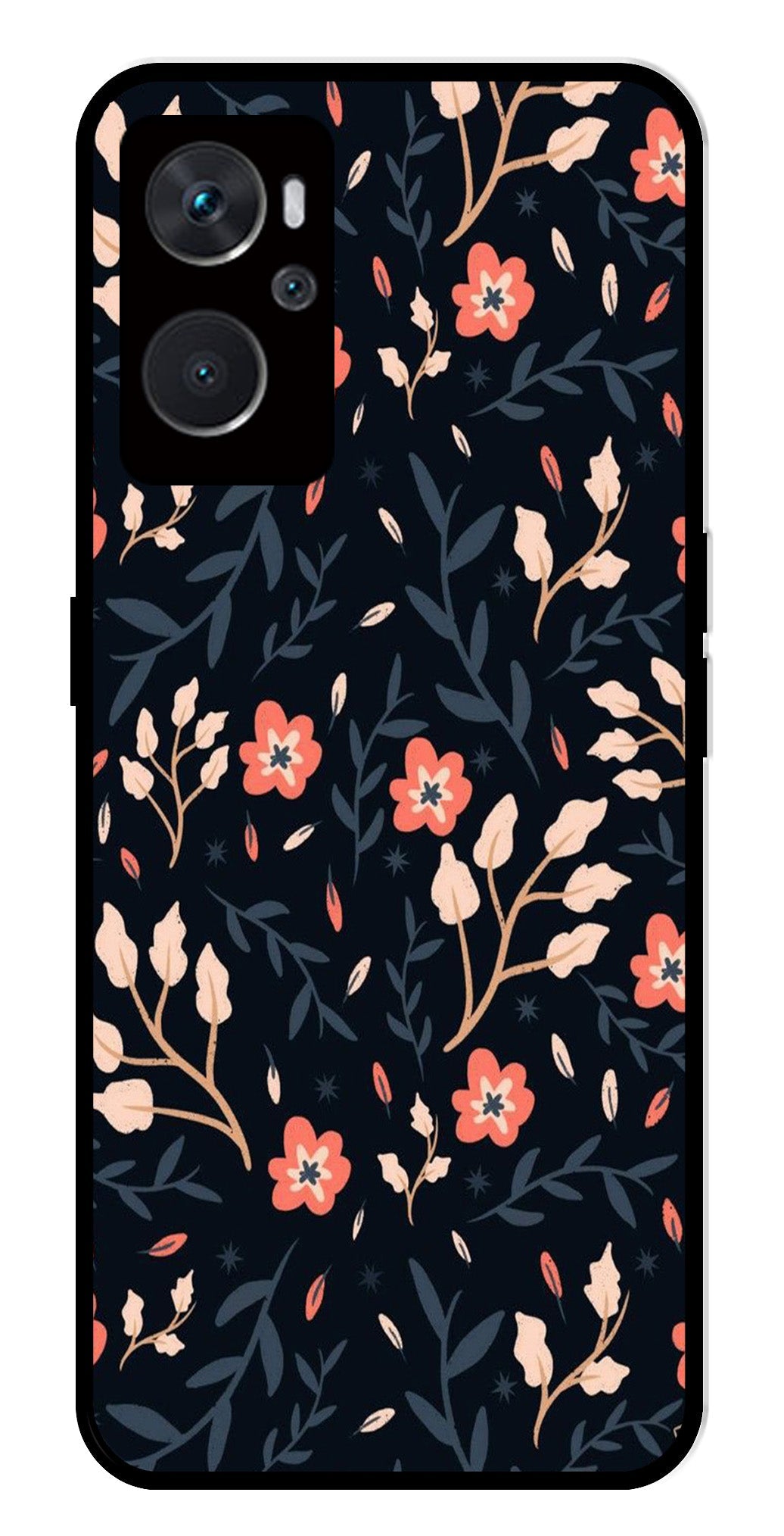 Floral Pattern Metal Mobile Case for Oppo A36 4G   (Design No -10)