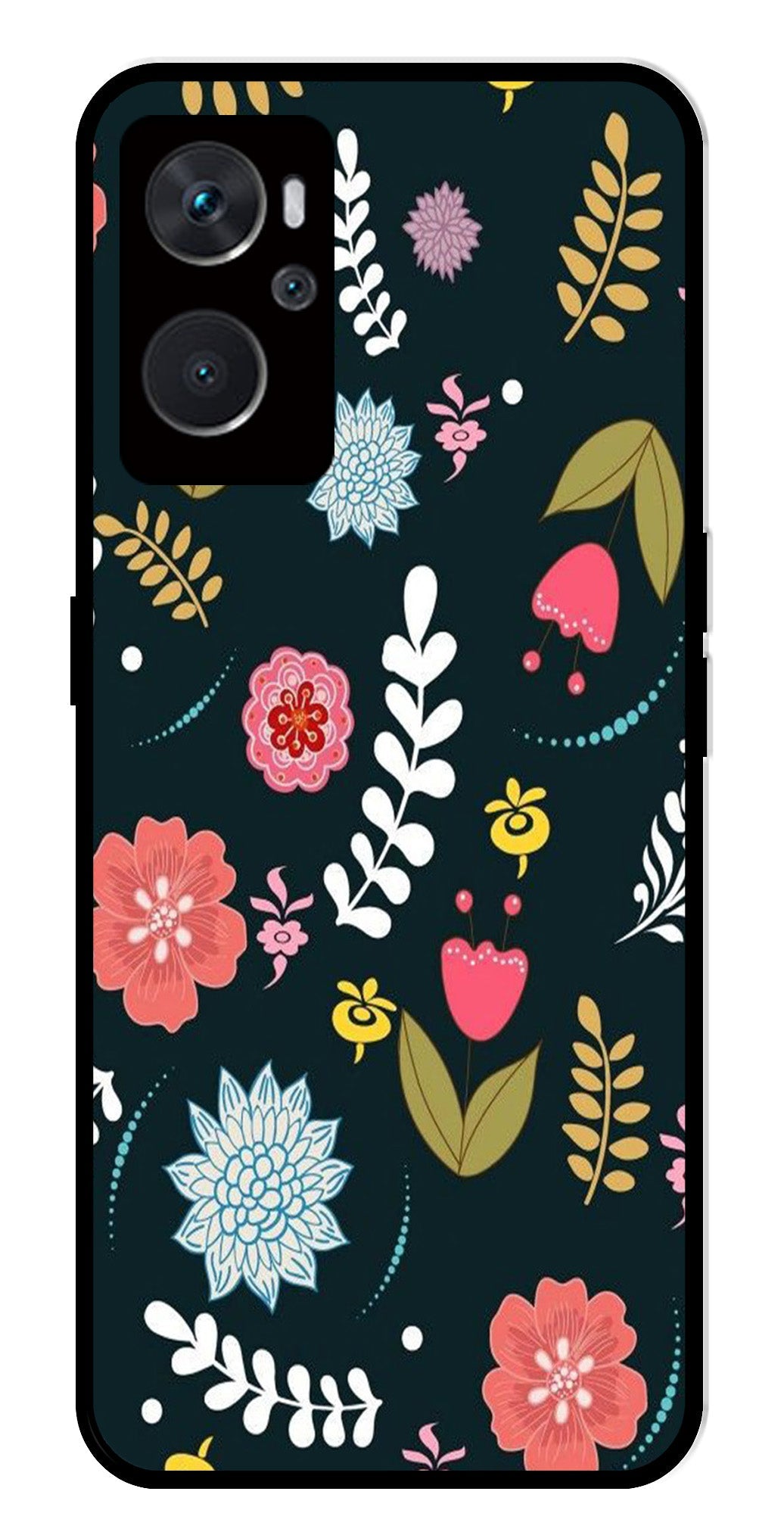 Floral Pattern2 Metal Mobile Case for Oppo A36 4G   (Design No -12)