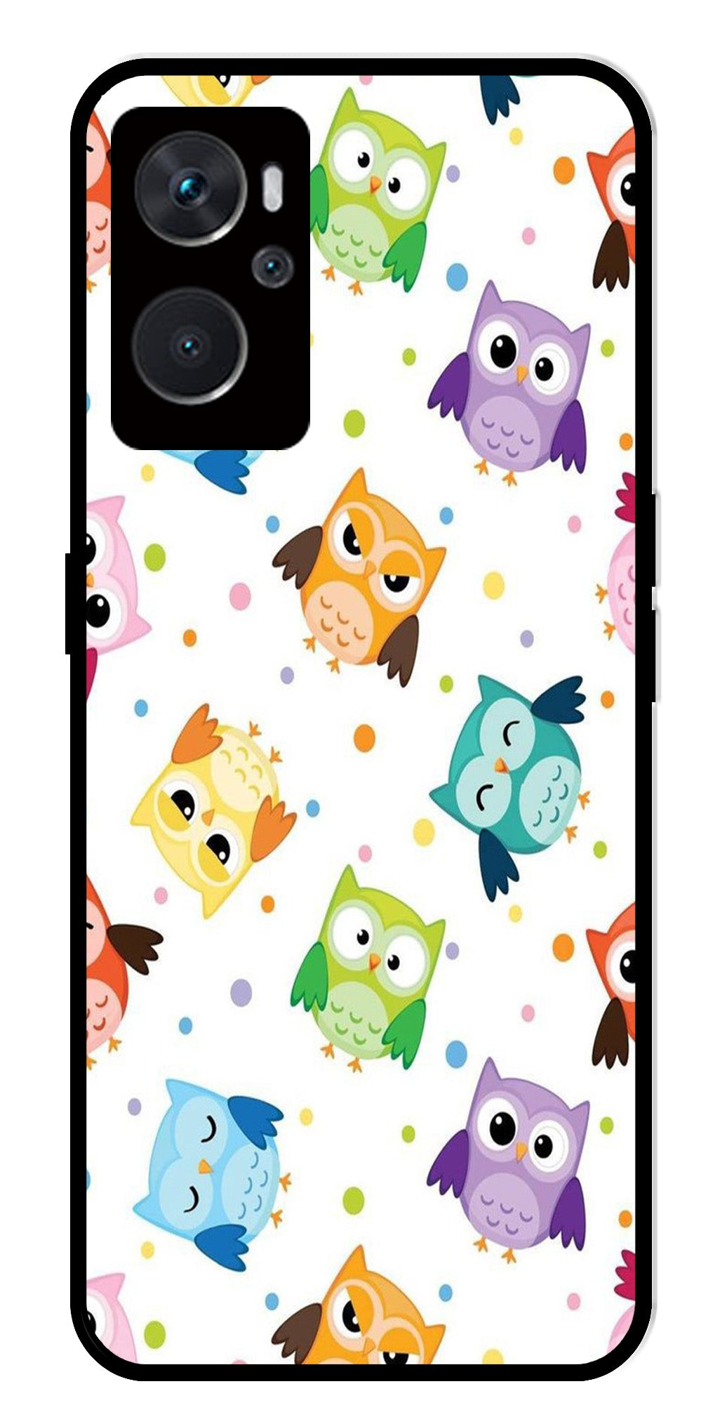 Owls Pattern Metal Mobile Case for Oppo A36 4G   (Design No -20)