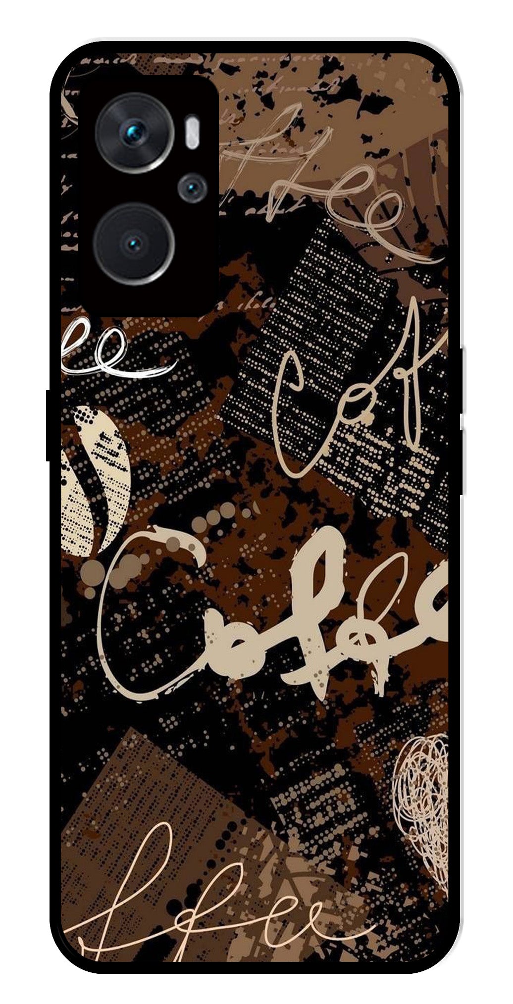Coffee Pattern Metal Mobile Case for Oppo A36 4G   (Design No -37)