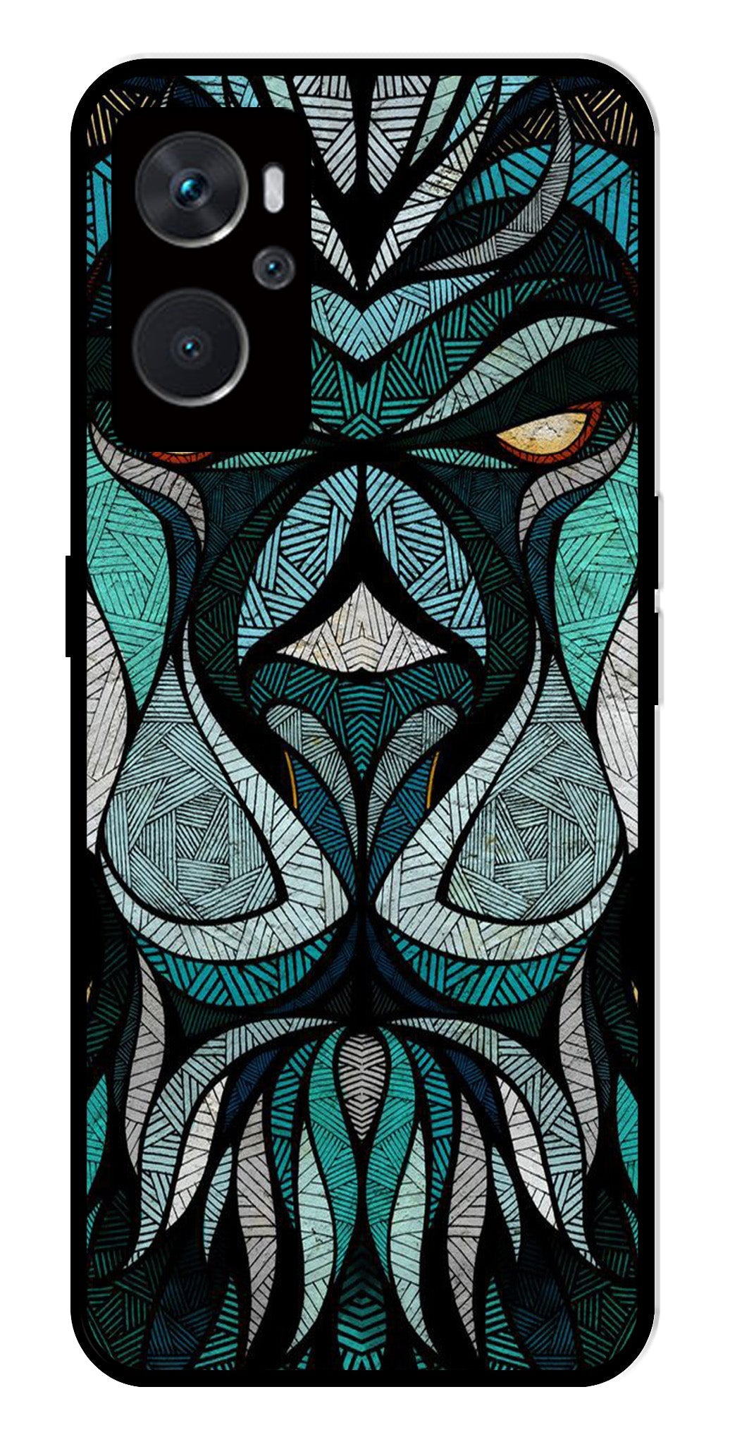 Lion Pattern Metal Mobile Case for Oppo A36 4G   (Design No -40)