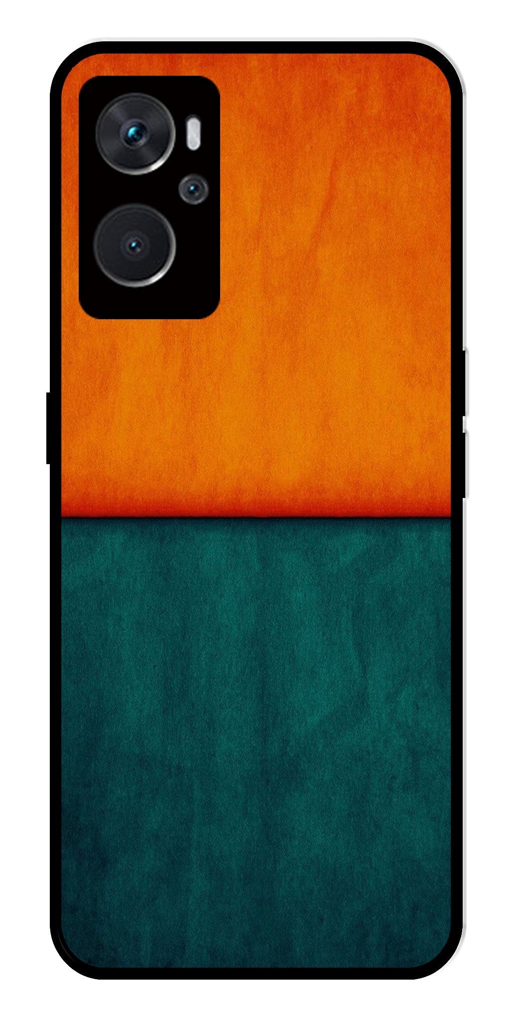 Orange Green Pattern Metal Mobile Case for Oppo A36 4G   (Design No -45)