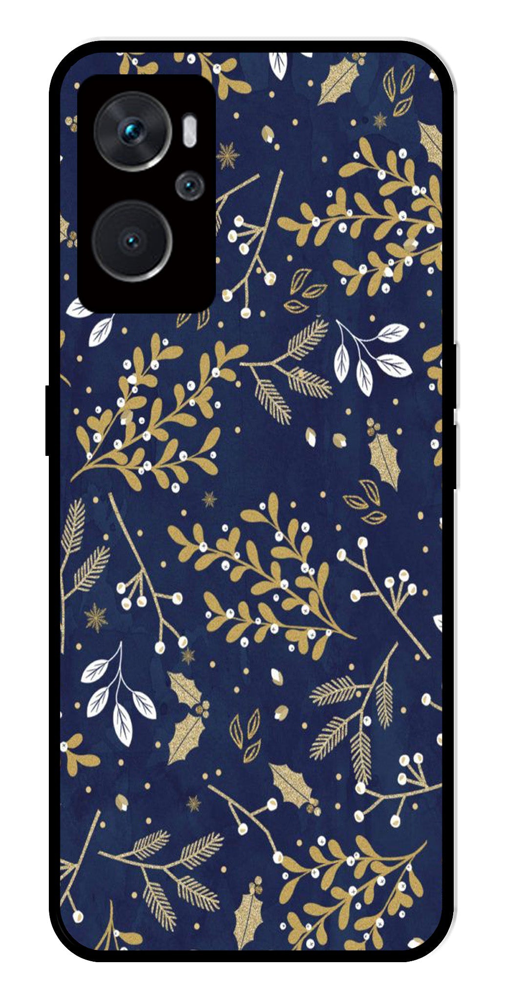 Floral Pattern  Metal Mobile Case for Oppo A36 4G   (Design No -52)