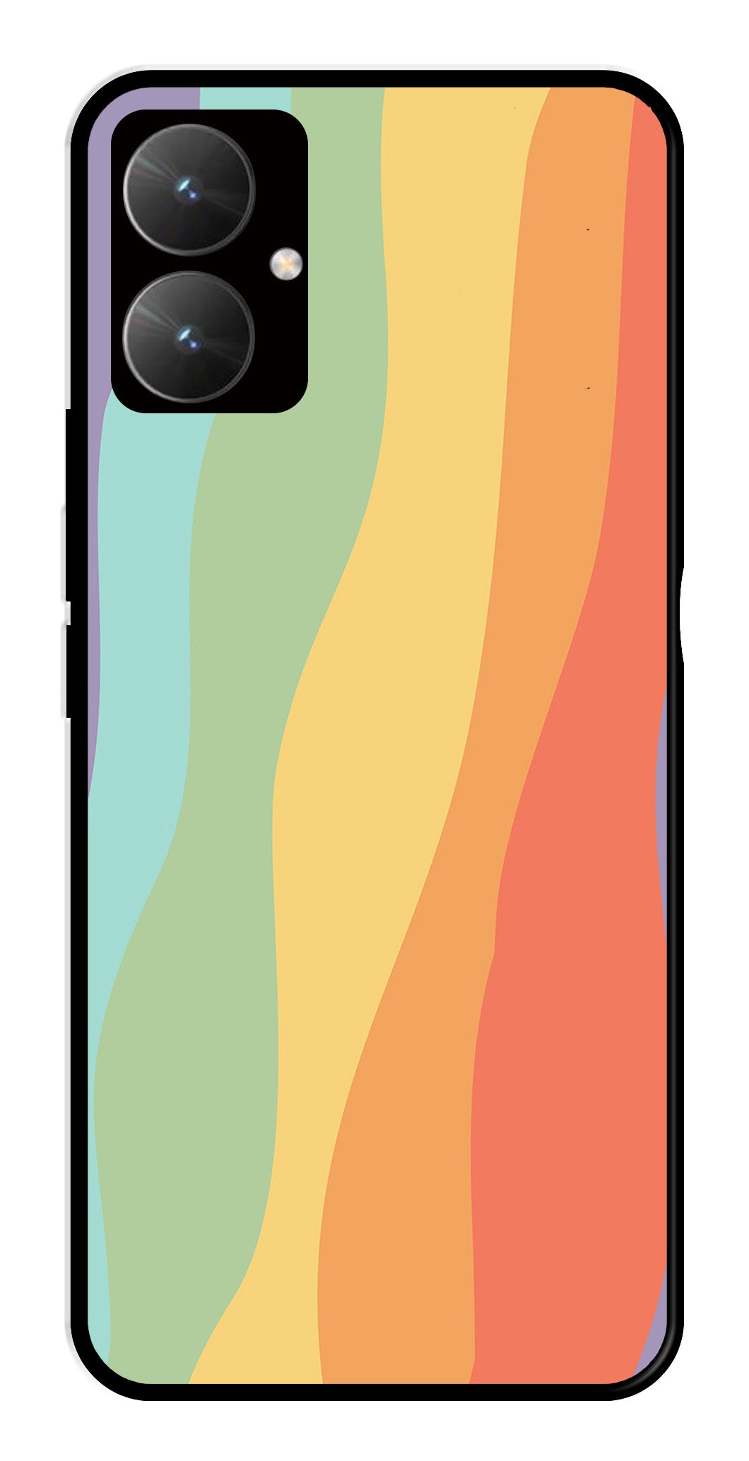 Muted Rainbow Metal Mobile Case for Poco M6 5G   (Design No -02)