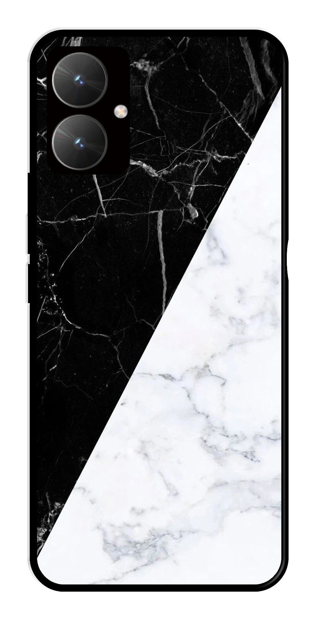 Black White Marble Design Metal Mobile Case for Poco M6 5G   (Design No -09)