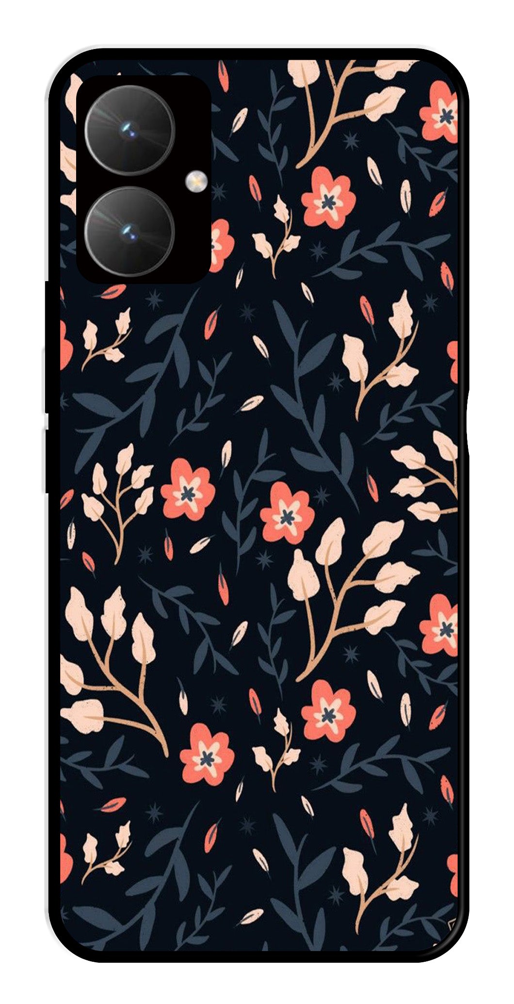 Floral Pattern Metal Mobile Case for Poco M6 5G   (Design No -10)