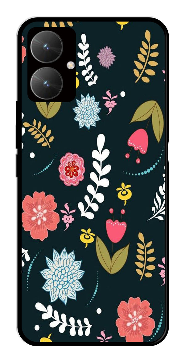 Floral Pattern2 Metal Mobile Case for Poco M6 5G   (Design No -12)