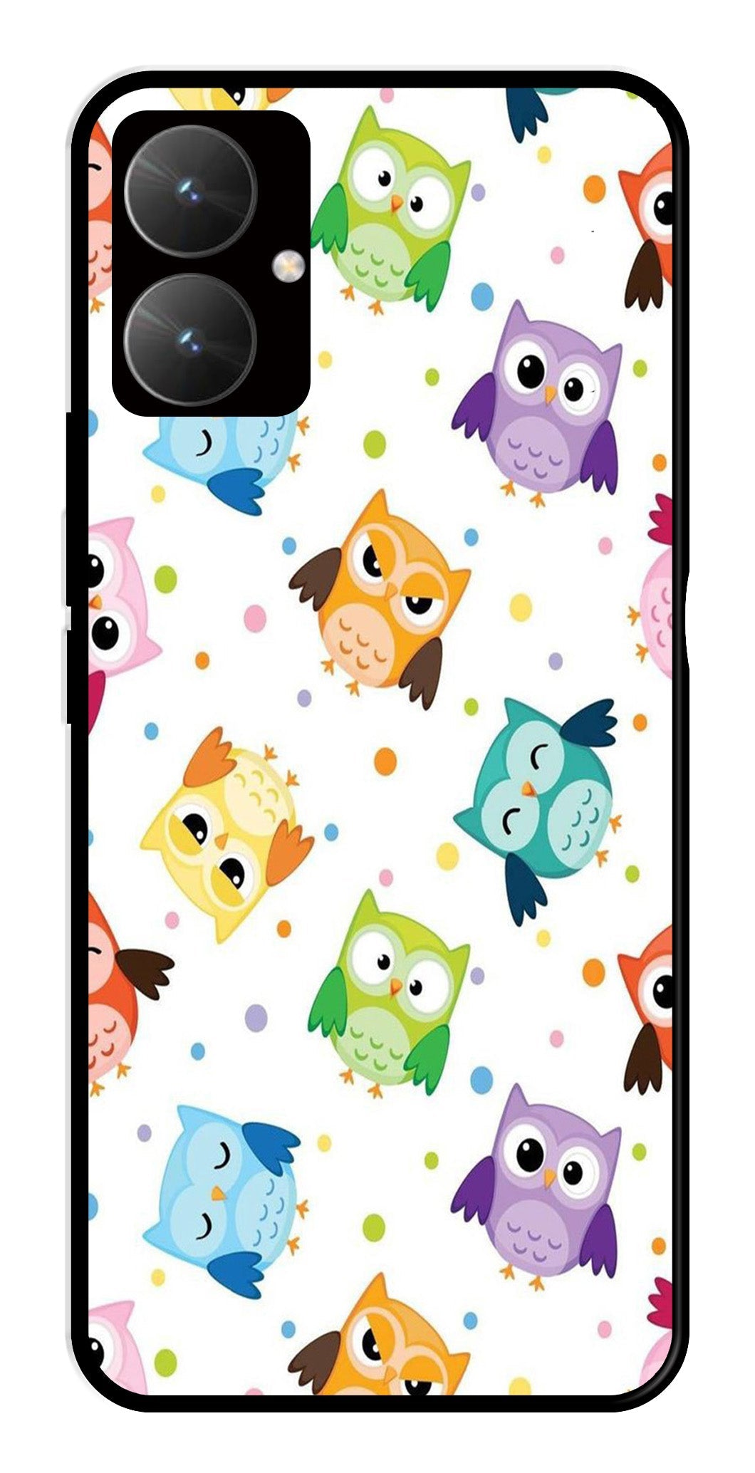 Owls Pattern Metal Mobile Case for Poco M6 5G   (Design No -20)