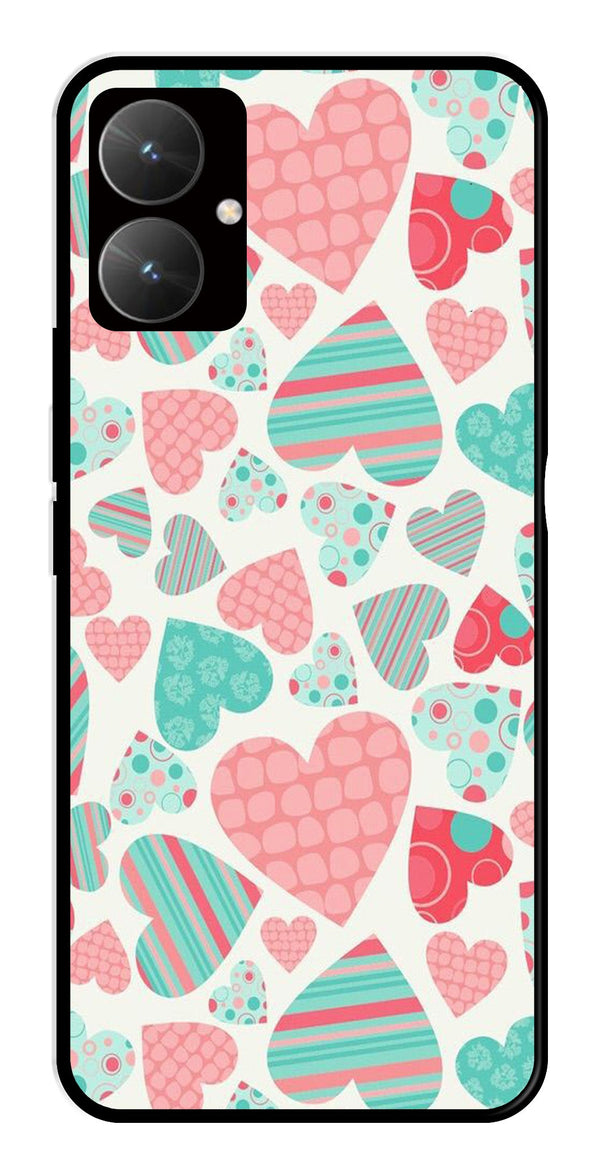 Hearts Pattern Metal Mobile Case for Poco M6 5G   (Design No -22)