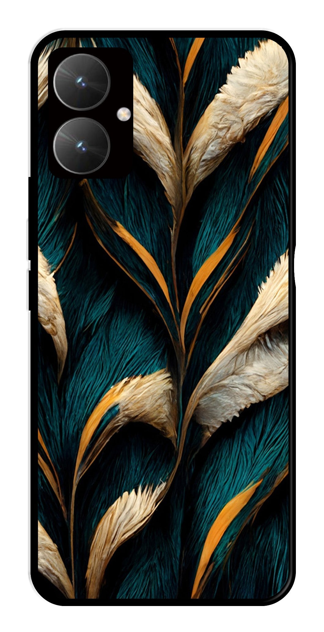 Feathers Metal Mobile Case for Poco M6 5G   (Design No -30)