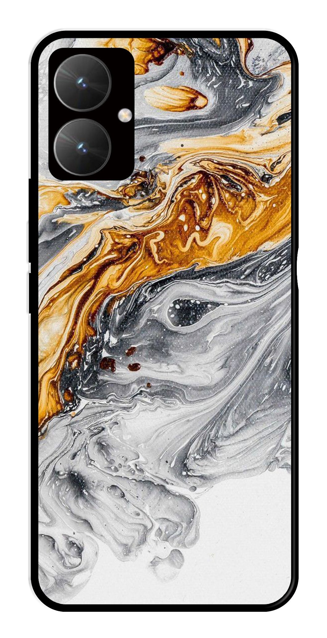 Marble Pattern Metal Mobile Case for Poco M6 5G   (Design No -36)