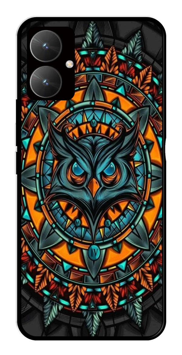 Owl Pattern Metal Mobile Case for Poco M6 5G   (Design No -42)