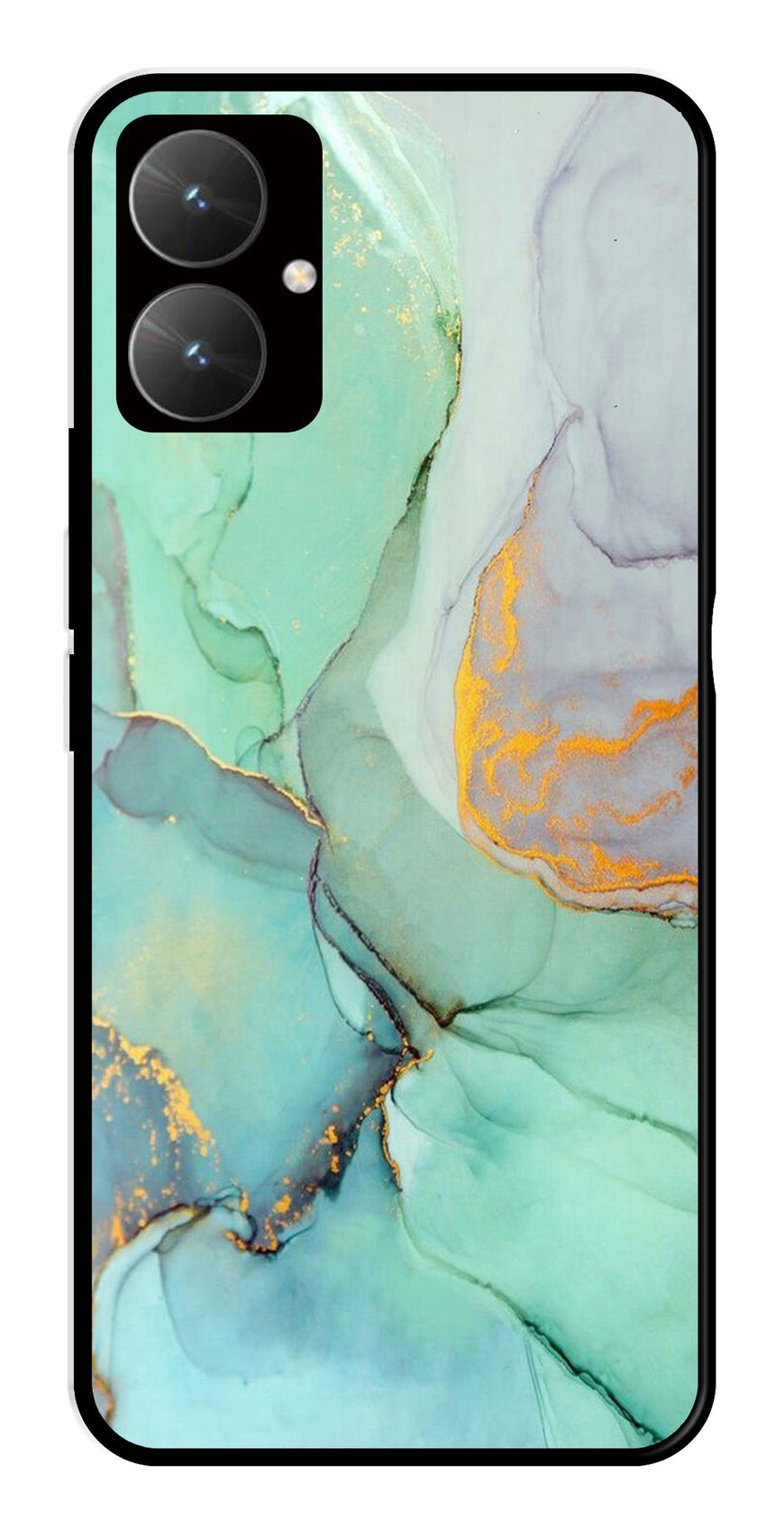 Marble Design Metal Mobile Case for Poco M6 5G   (Design No -46)