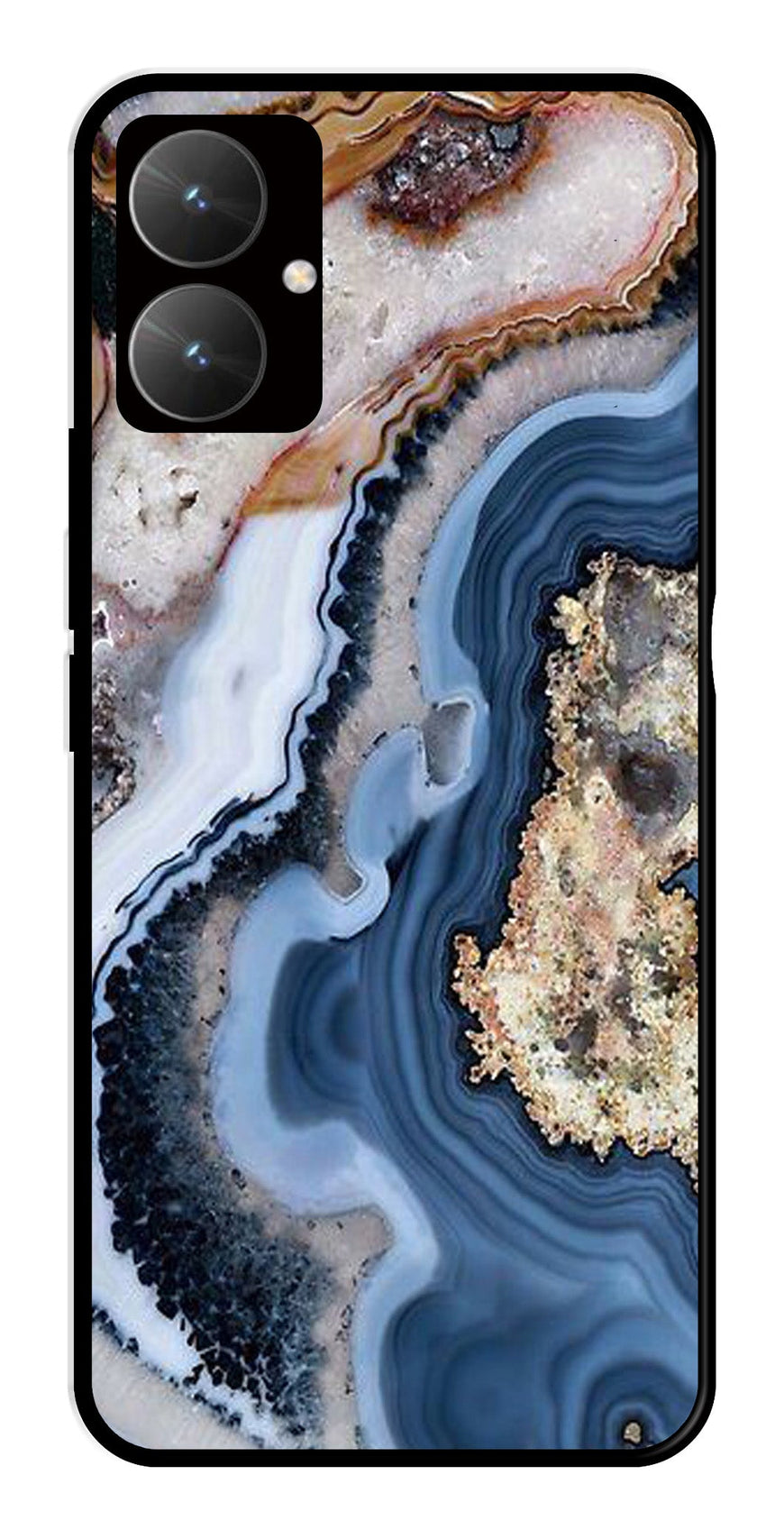 Marble Design Metal Mobile Case for Poco M6 5G   (Design No -53)