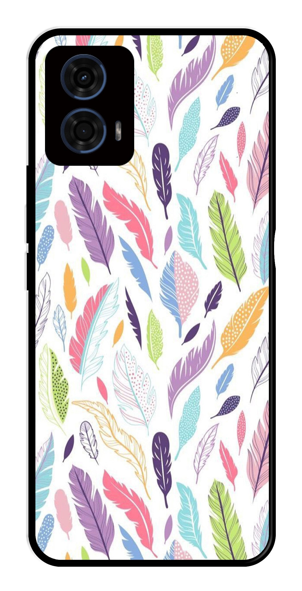 Colorful Feathers Metal Mobile Case for Moto G24   (Design No -06)
