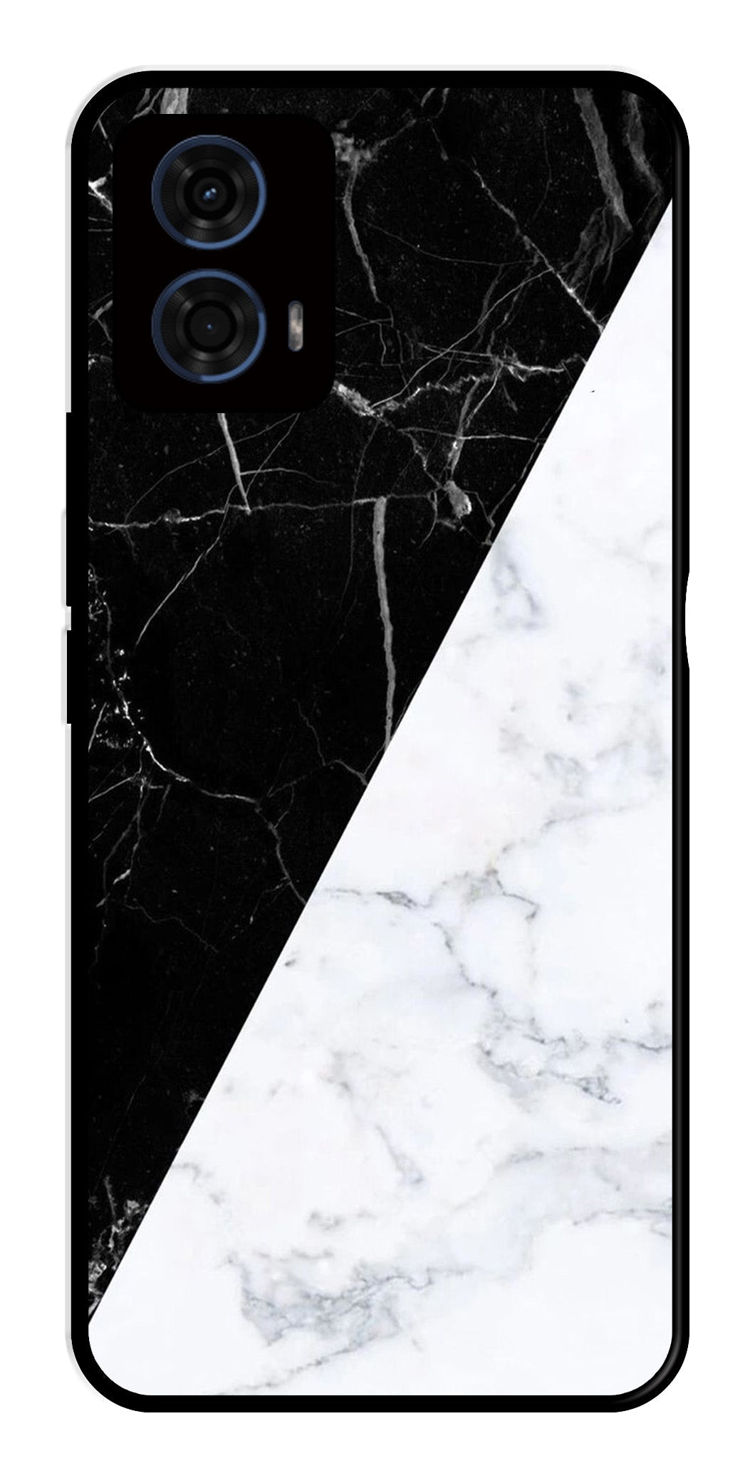 Black White Marble Design Metal Mobile Case for Moto G24 Pro   (Design No -09)