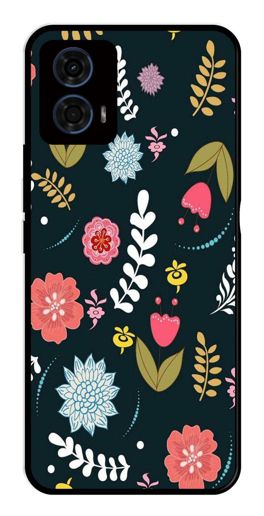 Floral Pattern2 Metal Mobile Case for Moto G24   (Design No -12)