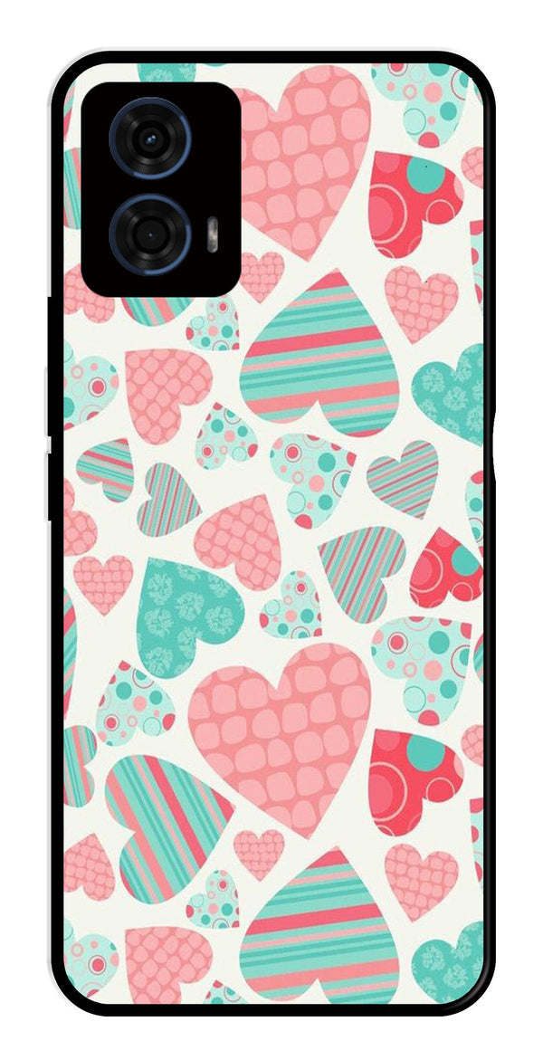 Hearts Pattern Metal Mobile Case for Moto G24 Pro   (Design No -22)