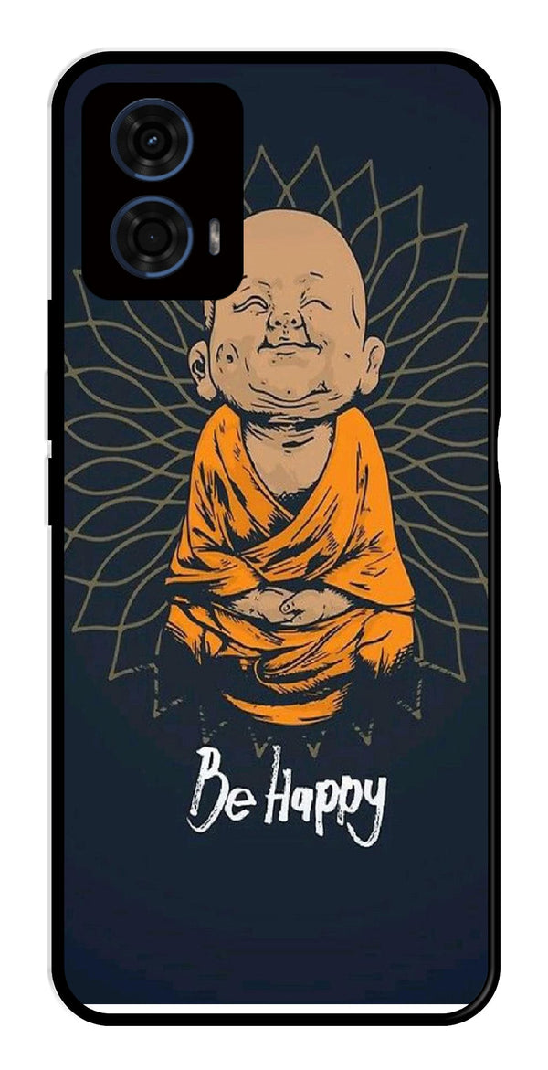 Be Happy Metal Mobile Case for Moto G24   (Design No -27)