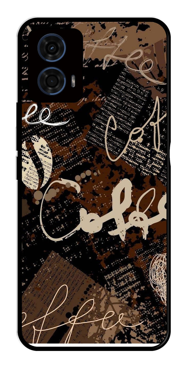 Coffee Pattern Metal Mobile Case for Moto G24 Pro   (Design No -37)