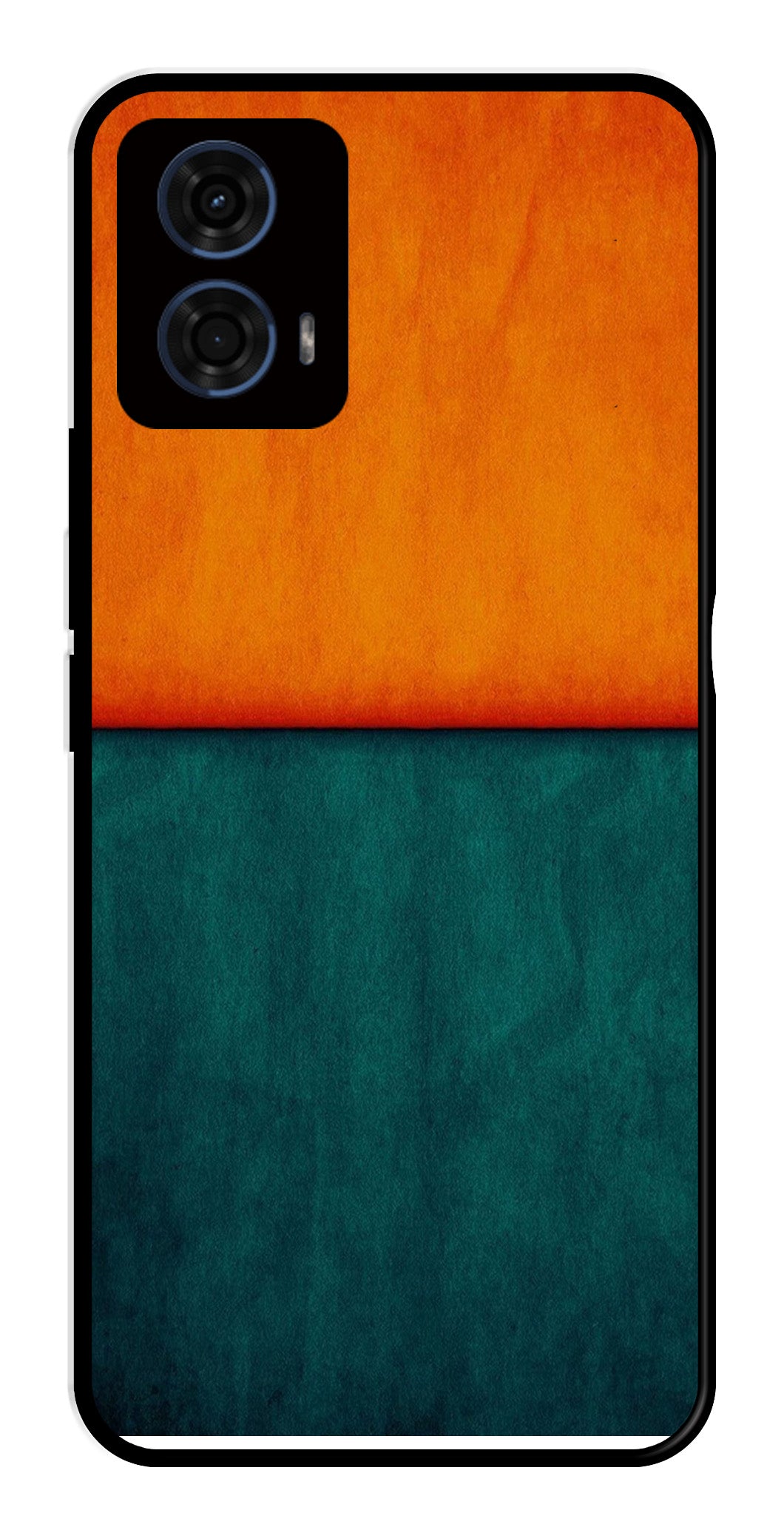 Orange Green Pattern Metal Mobile Case for Moto G24   (Design No -45)