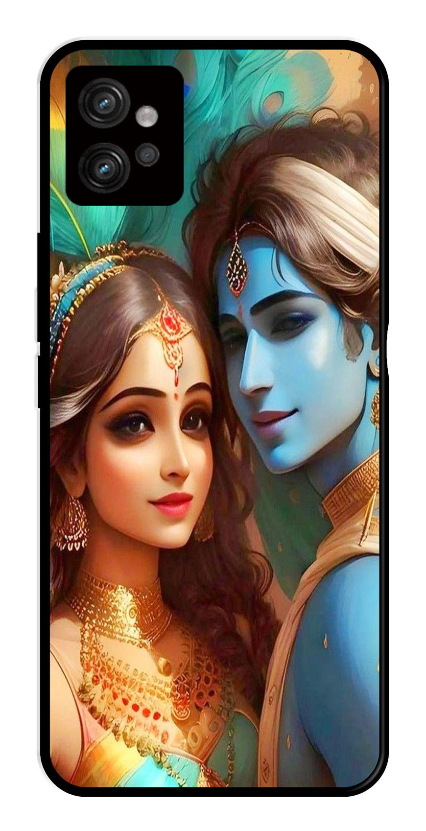Lord Radha Krishna Metal Mobile Case for Moto G32   (Design No -01)