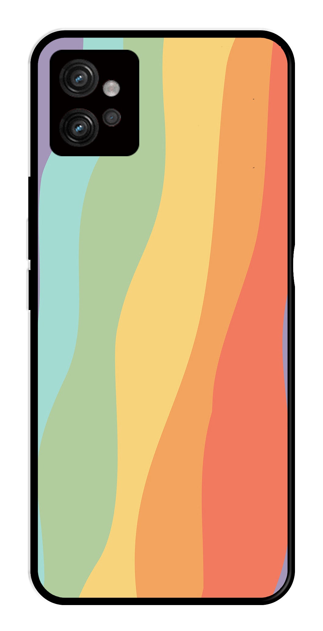 Muted Rainbow Metal Mobile Case for Moto G32   (Design No -02)
