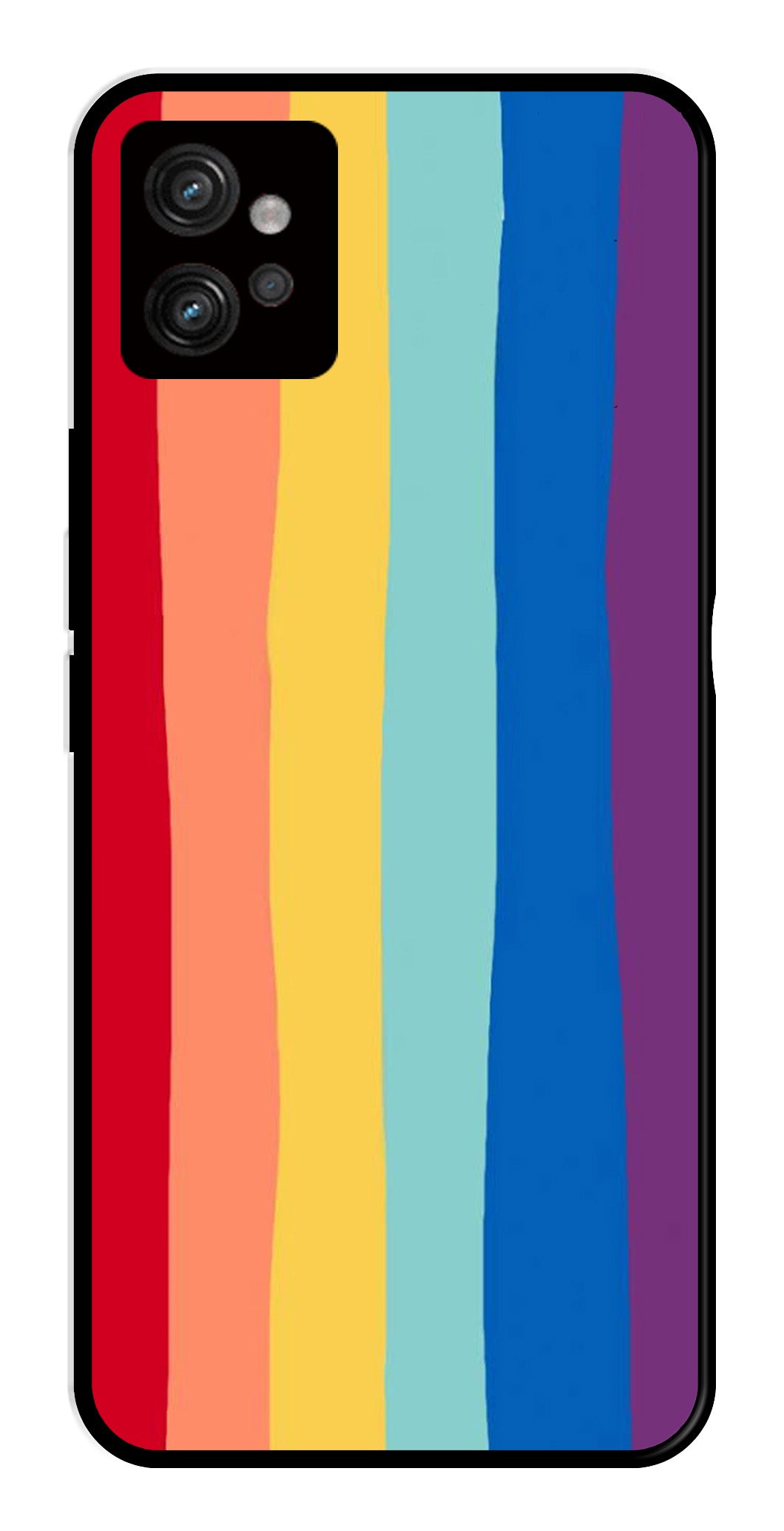Rainbow MultiColor Metal Mobile Case for Moto G32   (Design No -03)