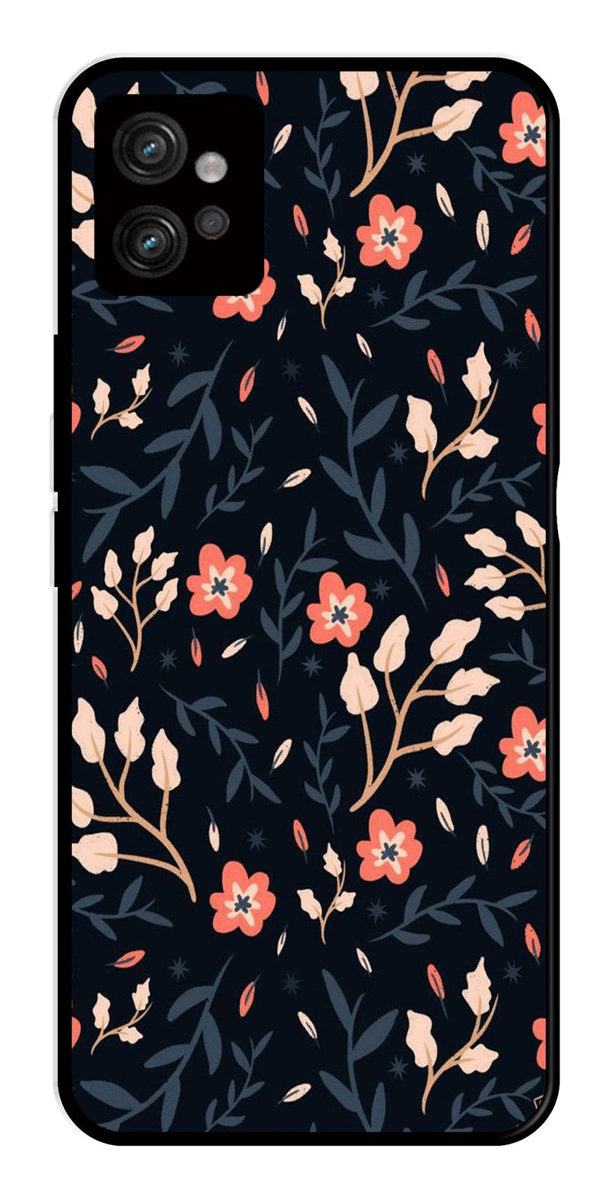 Floral Pattern Metal Mobile Case for Moto G32   (Design No -10)