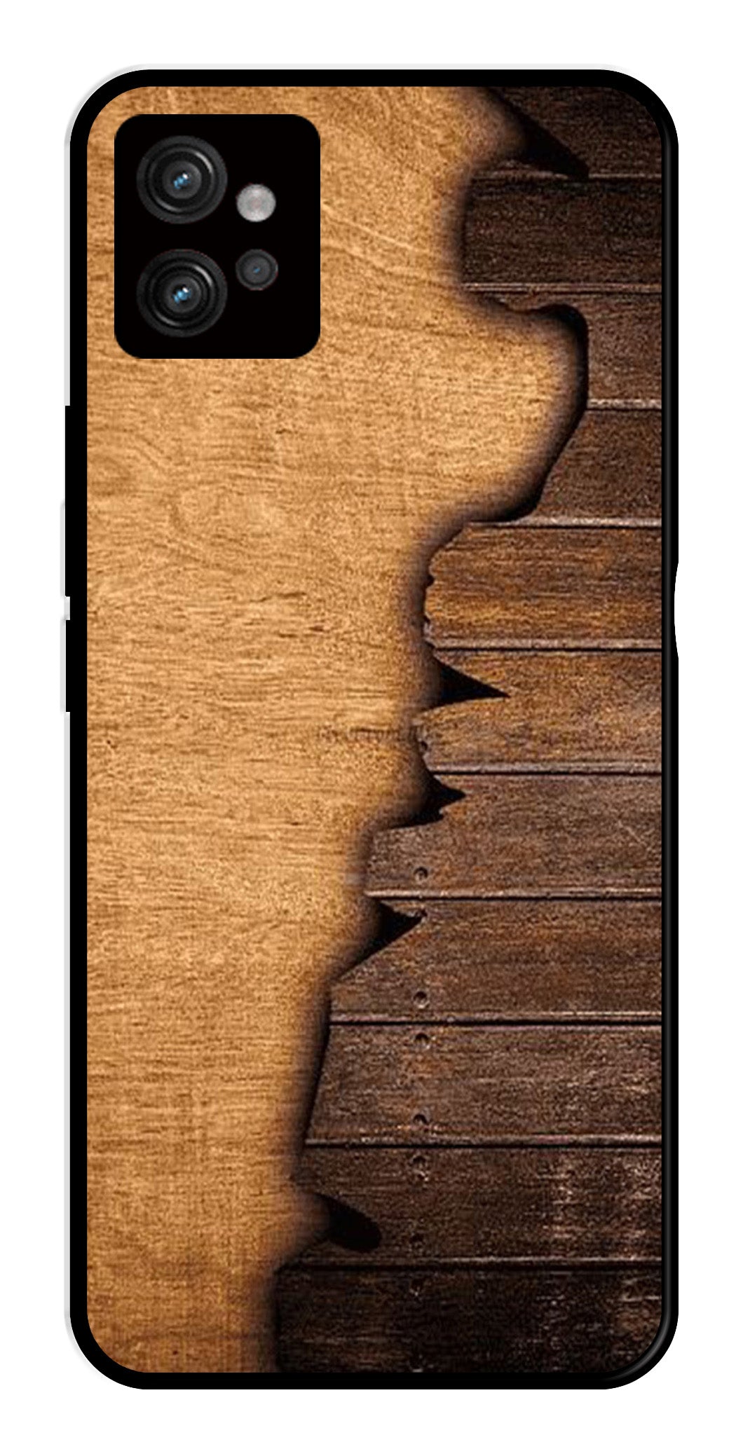 Wooden Design Metal Mobile Case for Moto G32   (Design No -13)