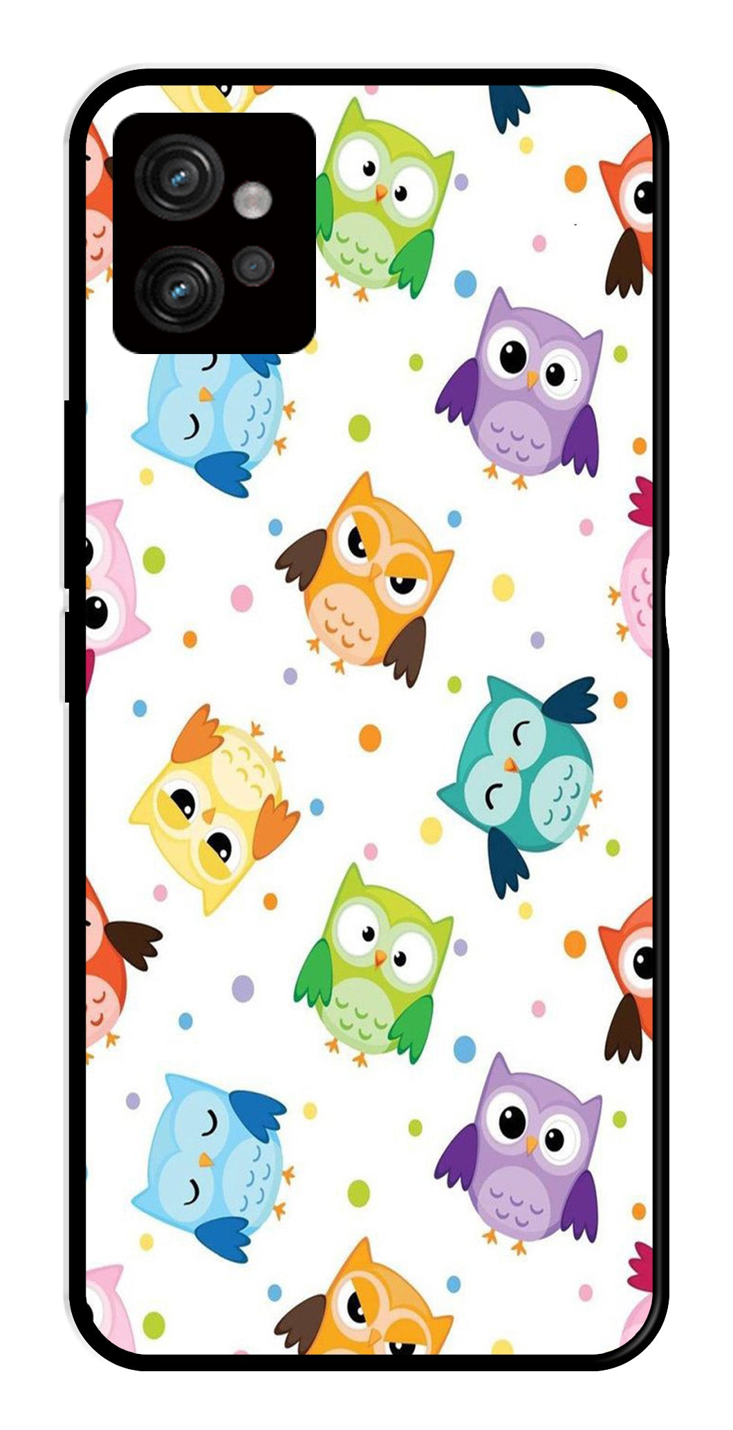 Owls Pattern Metal Mobile Case for Moto G32   (Design No -20)