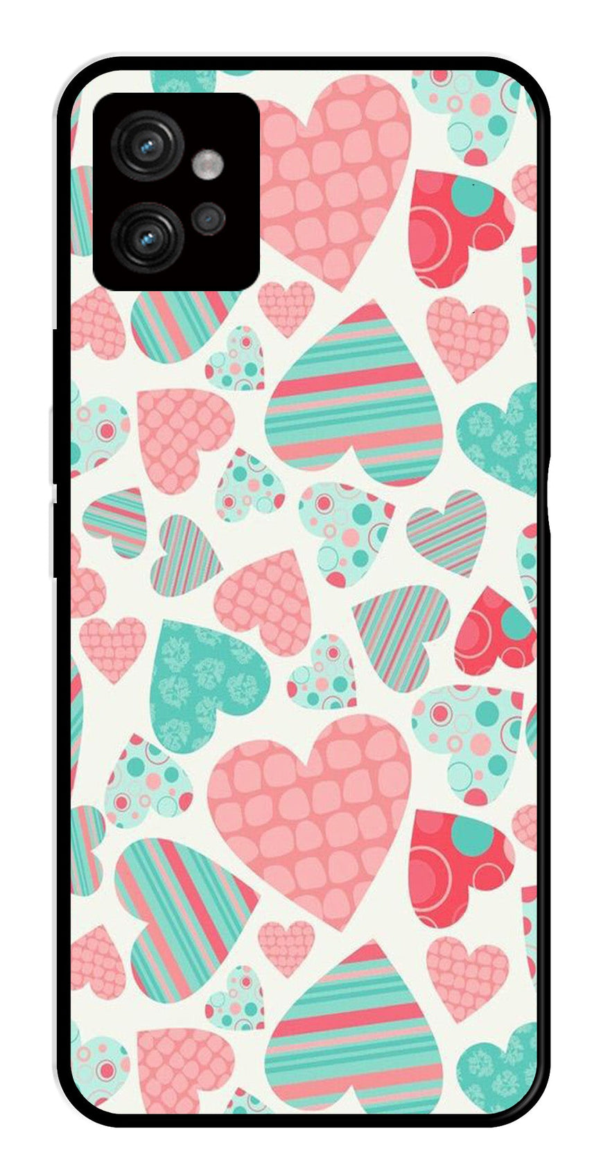 Hearts Pattern Metal Mobile Case for Moto G32   (Design No -22)